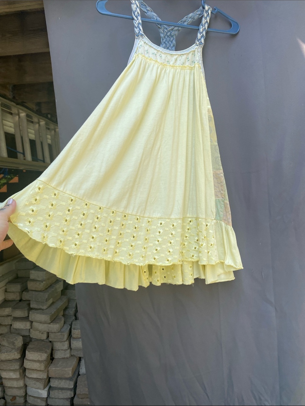 Free People Pale Yellow Braided-Strap High-Low Dress - Picture 3 of 4